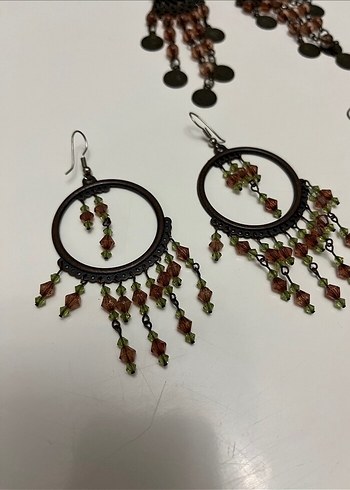 Bohem Çok Renkli Boncuklu Uzun Küpeler - Görsel 4