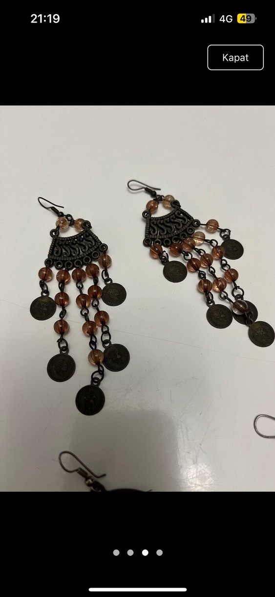 Bohem Çok Renkli Boncuklu Uzun Küpeler - Görsel 2