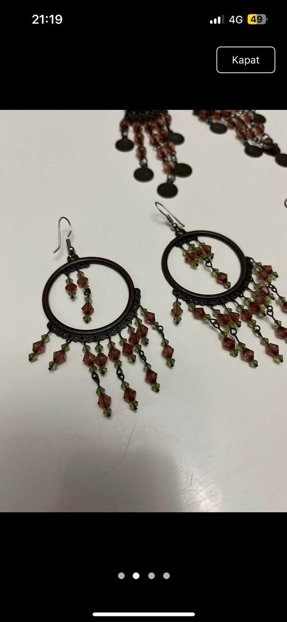 Bohem Çok Renkli Boncuklu Uzun Küpeler - Görsel 4