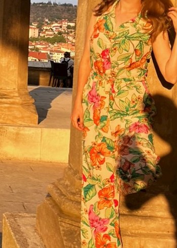 Çiçek Desenli Bohem Uzun Tulum