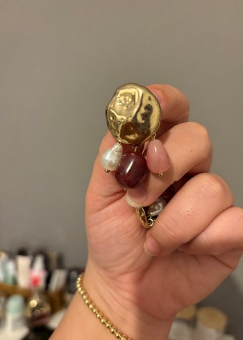 MANGO Bordo Boncuklu Küpe - Görsel 2