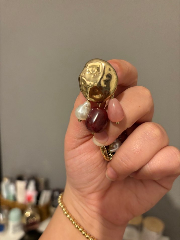 MANGO Bordo Boncuklu Küpe - Görsel 2