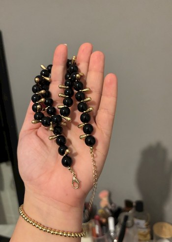 Lefties marka Siyah Boncuklu Gotik Midi Kolye - Görsel 5