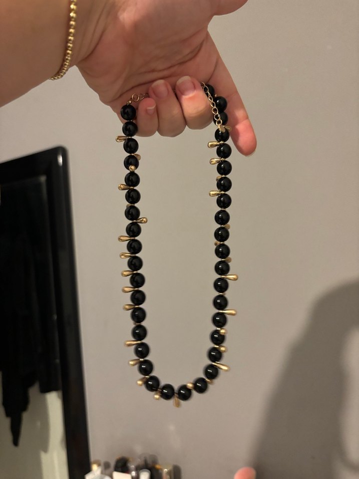 Lefties marka Siyah Boncuklu Gotik Midi Kolye - Görsel 3