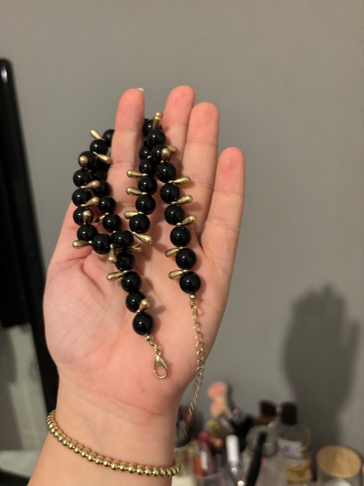 Lefties marka Siyah Boncuklu Gotik Midi Kolye - Görsel 5