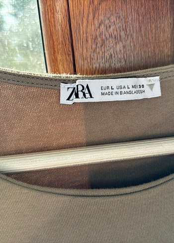 ZARA drapeli kısa asker yeşili Elbise - Görsel 2