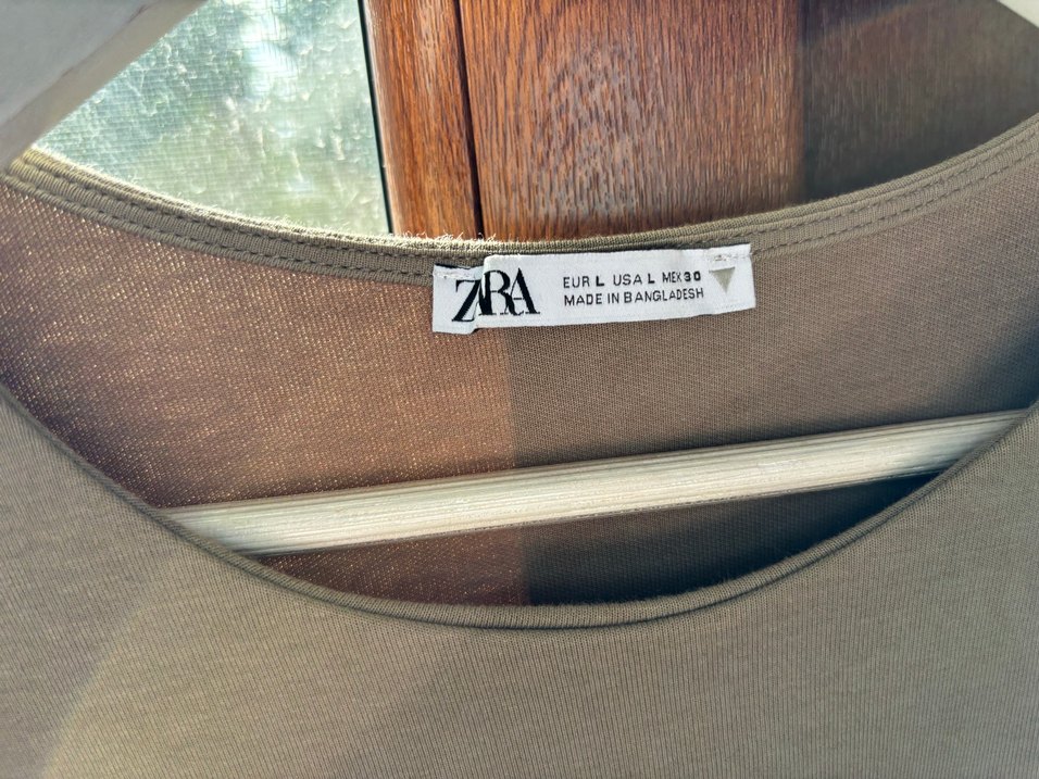 ZARA drapeli kısa asker yeşili Elbise - Görsel 2