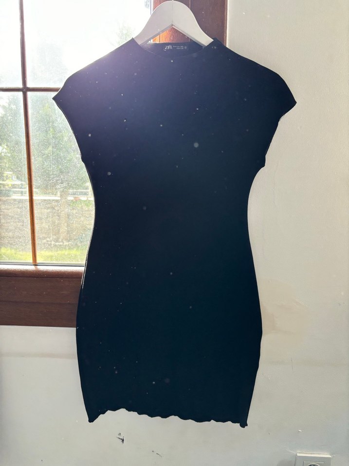 Viral Zara Siyah mini Triko Elbise - Görsel 3