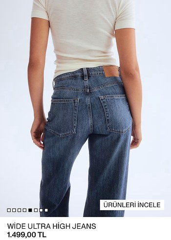 H&M Y2K tarzı yüksel bel Kadın Denim Pantolon - Görsel 3