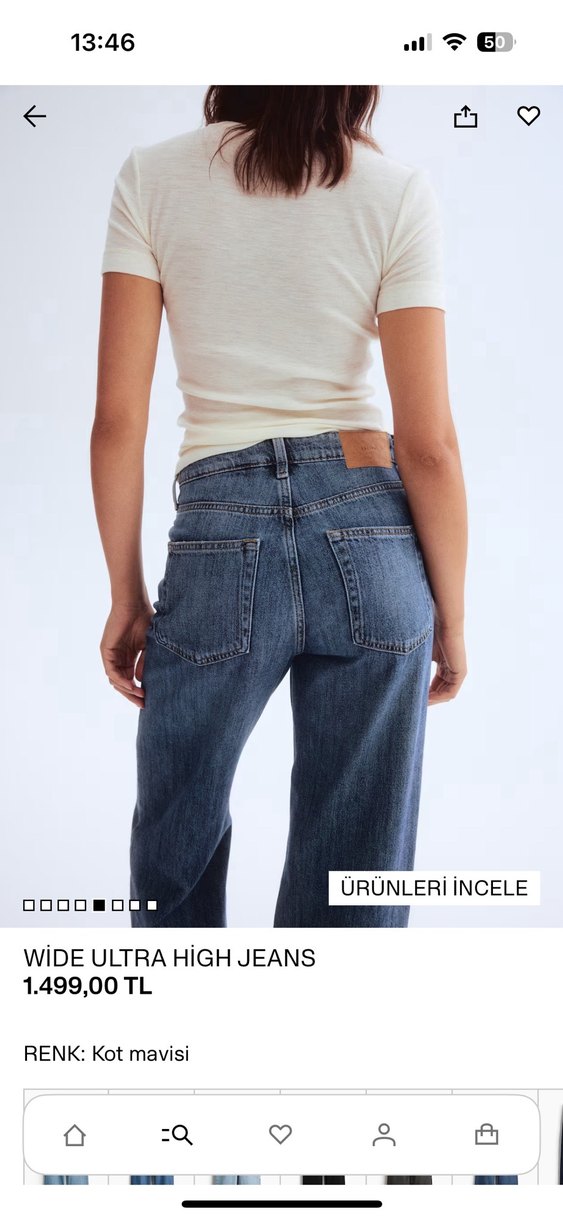 H&M Y2K tarzı yüksel bel Kadın Denim Pantolon - Görsel 3