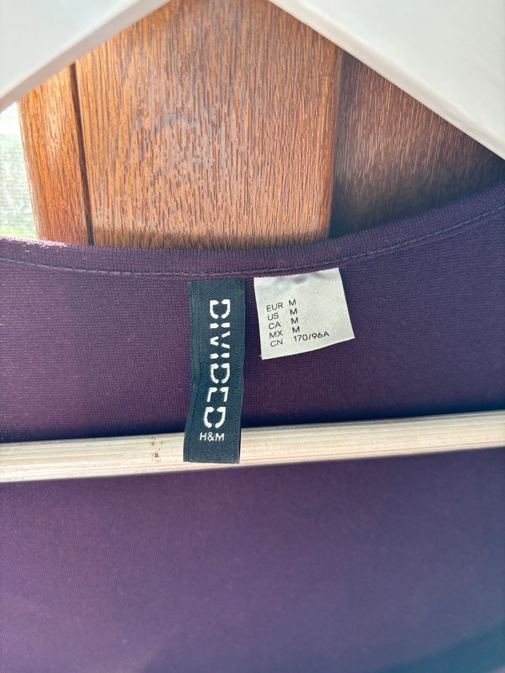 Mürdüm rengi DIVIDED H&M mini elbise strech - Görsel 2