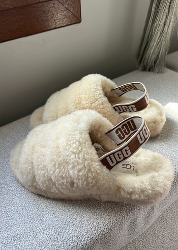 Ugg terlik orjinal Kadın Beyaz Kürklü Yün Terlik - Görsel 2