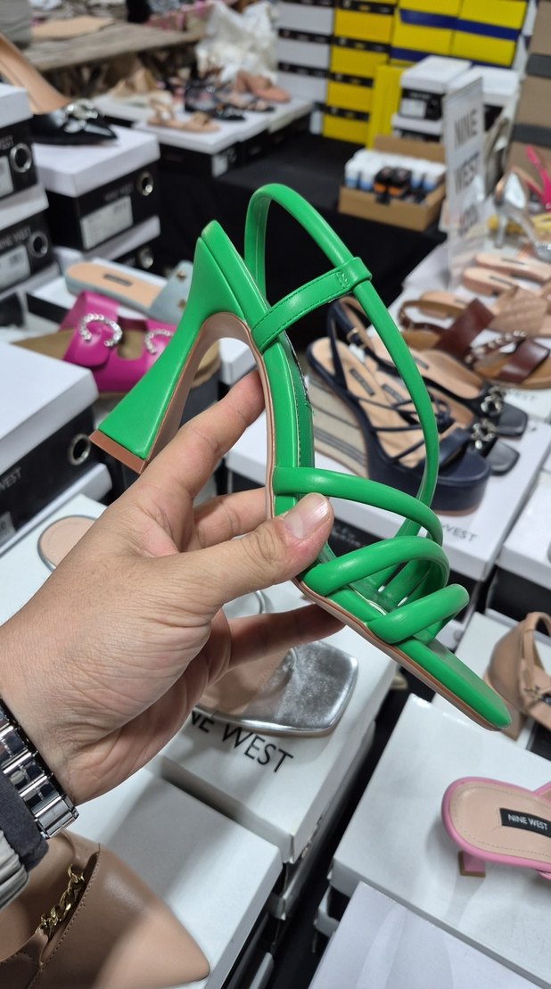 Yeşil Yılan Desenli Stiletto Topuklu Terlik - Görsel 2