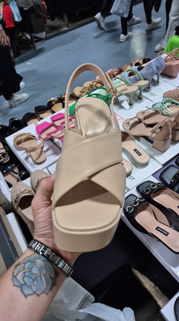 Bej Platform Topuklu Kadın Sandalet - Görsel 2