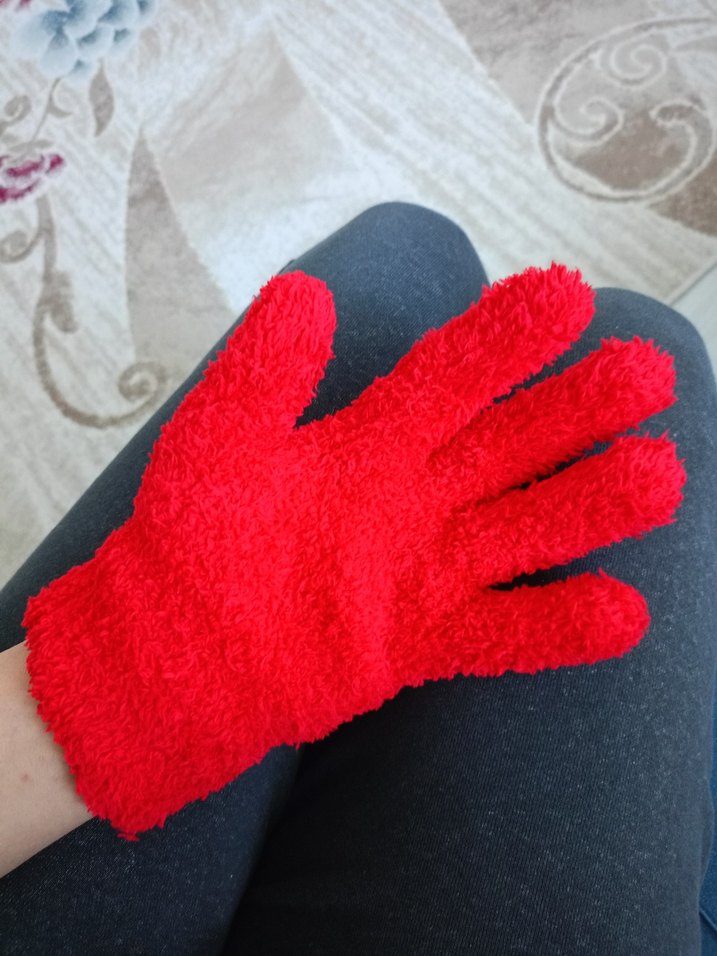 Kırmızı Kadın Örgü Eldivenler - Görsel 2