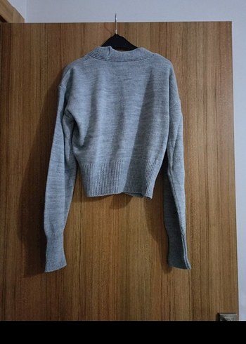 Gri Düğmeli Midi Kadın Hırka - Görsel 3