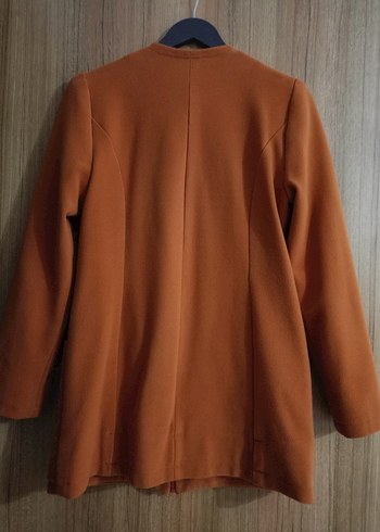 Fermuarlı turuncu Midi Kadın Kaban - Görsel 2