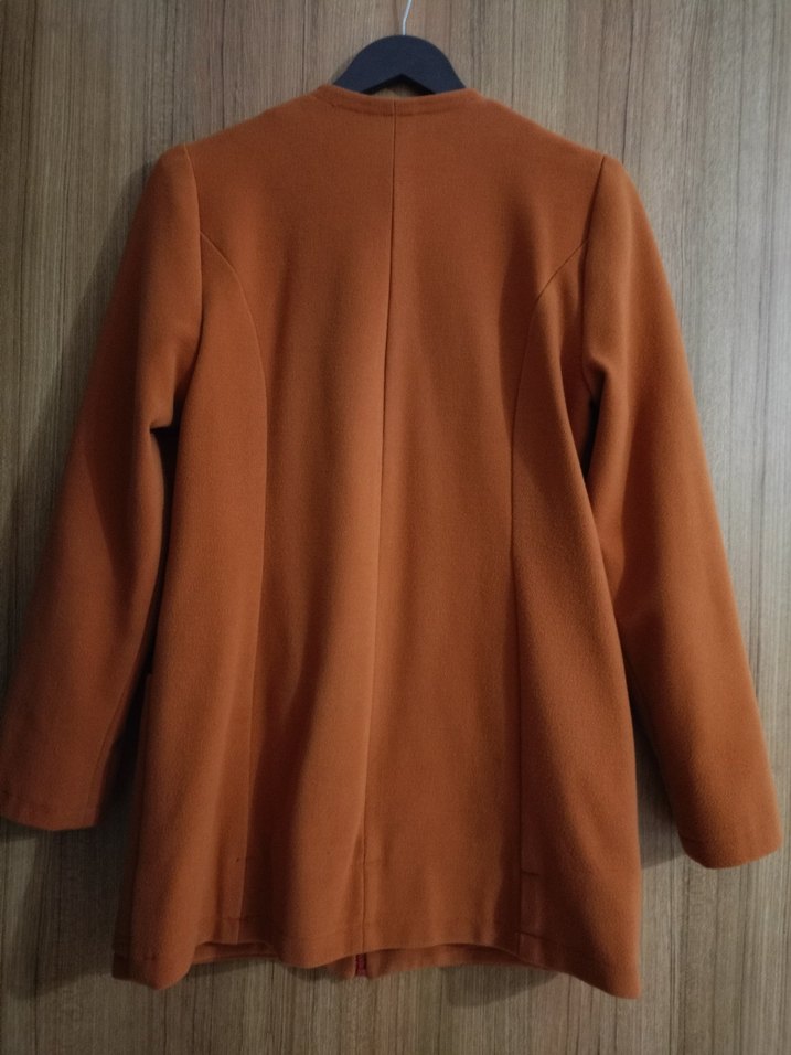 Fermuarlı turuncu Midi Kadın Kaban - Görsel 2