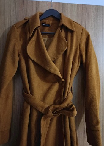 Kadın Kemerli Uzun Süet Bej Kaban - Görsel 4