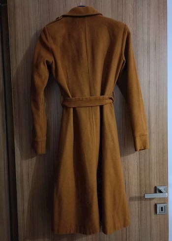 Kadın Kemerli Uzun Süet Bej Kaban - Görsel 2