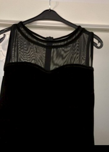 Siyah Süet Yüksek Yakalı Uzun Elbise - Görsel 3