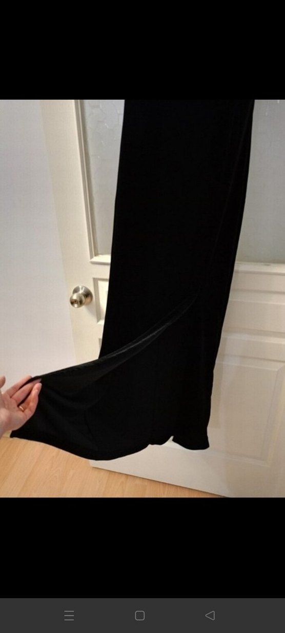 Siyah Süet Yüksek Yakalı Uzun Elbise - Görsel 2