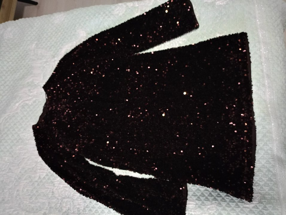 Kahverengi Baskılı payetli elbise - Görsel 3