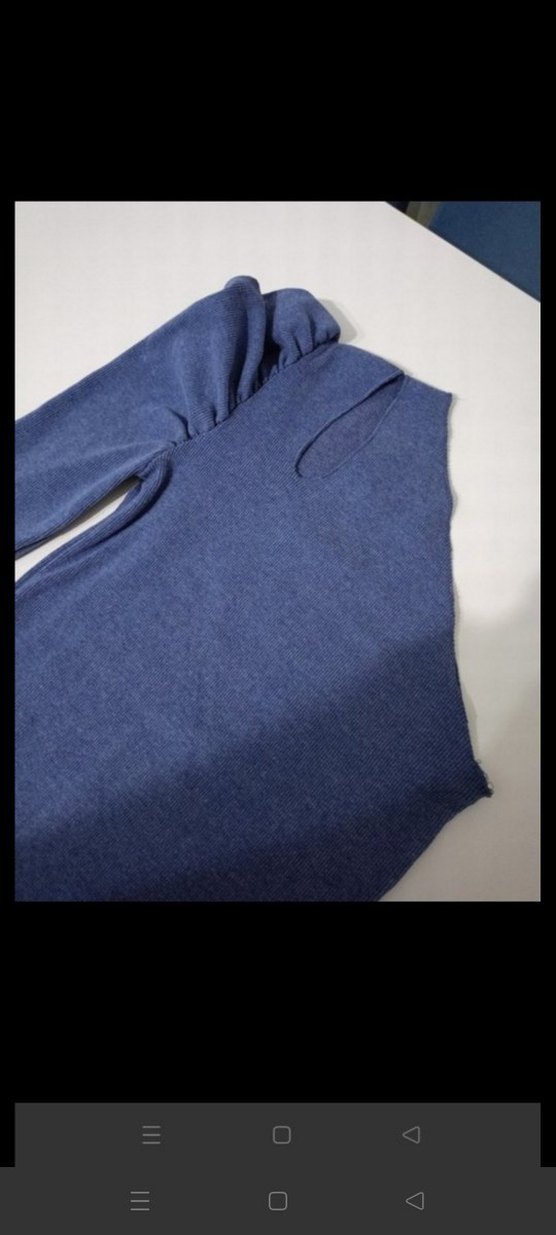 V Yaka lila Denim Kadın Kazak - Görsel 2