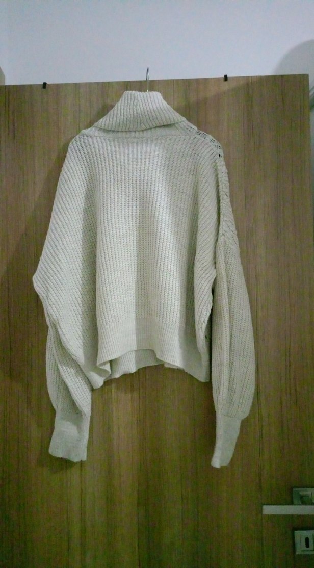 Kadın Beyaz Boğazlı Örgü Kazak - Görsel 3