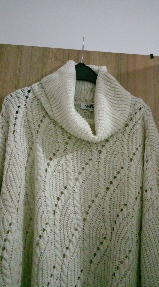 Kadın Beyaz Boğazlı Örgü Kazak - Görsel 2