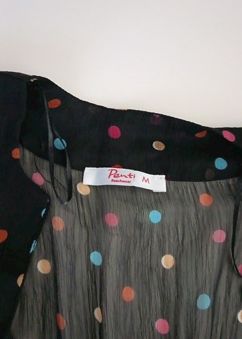 Düğmeli V Yaka Puantiyeli pareo - Görsel 2