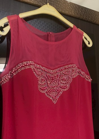 Pembe İşlemeli Uzun Abiye Elbise - Görsel 2