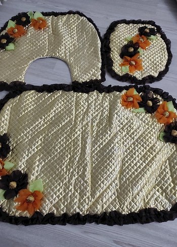 Nakışlı Çok Renkli Banyo Halısı Seti