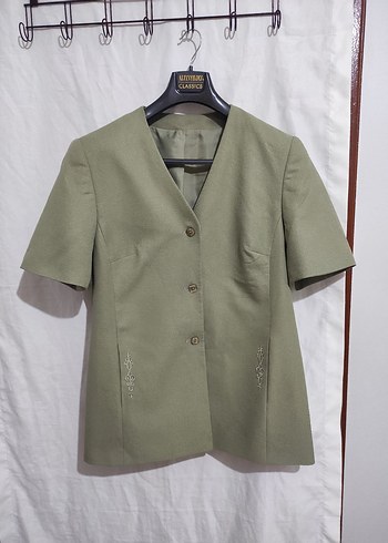 V Yaka Düğmeli Kadın Ofis ceket - Görsel 2