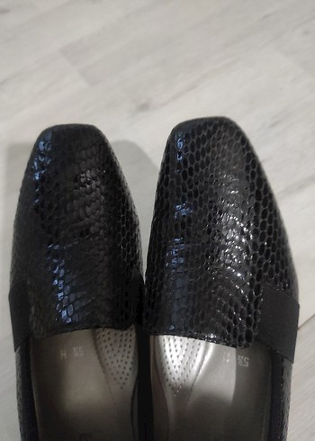 Siyah Yılan Desenli Klasik Topuklu Kadın Ayakkabı - Görsel 6