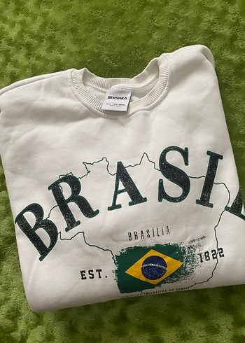 Beyaz Baskılı Pamuklu Kadın Sweatshirt Bershka