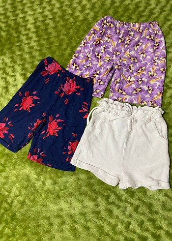 Renkli Bağlama Desenli ve Dantel Detaylı Kız Şortları - Görsel 3