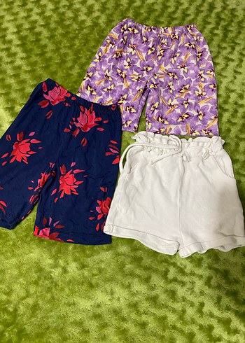 Renkli Bağlama Desenli ve Dantel Detaylı Kız Şortları - Görsel 2