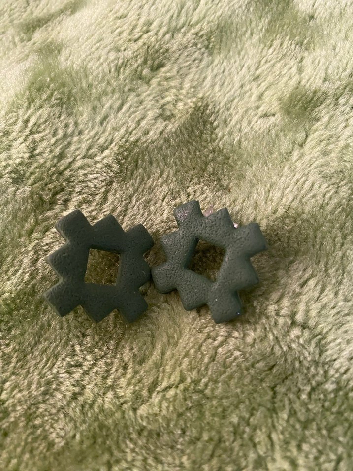 Gri-Yeşil Avantgarde Jimmykey Küpeleri - Görsel 4