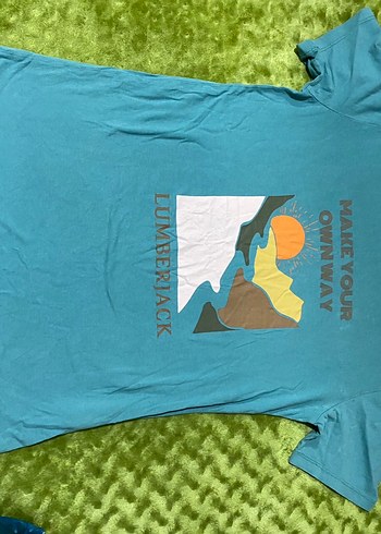 Turkuaz Baskılı Hamile Tişörtü, Kısa Kollu lumberjack S beden - Görsel 9