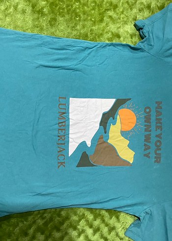 Turkuaz Baskılı Hamile Tişörtü, Kısa Kollu lumberjack S beden - Görsel 8