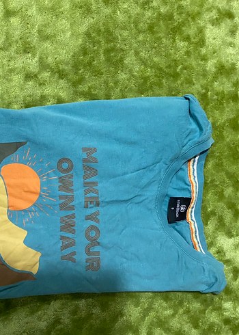 Turkuaz Baskılı Hamile Tişörtü, Kısa Kollu lumberjack S beden - Görsel 2