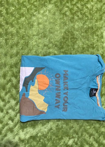 Turkuaz Baskılı Hamile Tişörtü, Kısa Kollu lumberjack S beden - Görsel 3