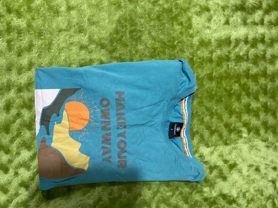 Turkuaz Baskılı Hamile Tişörtü, Kısa Kollu lumberjack S beden - Görsel 2