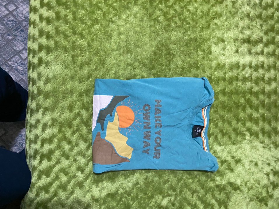 Turkuaz Baskılı Hamile Tişörtü, Kısa Kollu lumberjack S beden - Görsel 3