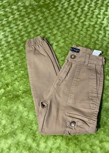 Bej Düğmeli Kız Çocuk Süet Pantolon - Görsel 5