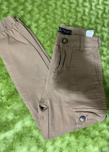 Bej Düğmeli Kız Çocuk Süet Pantolon - Görsel 3