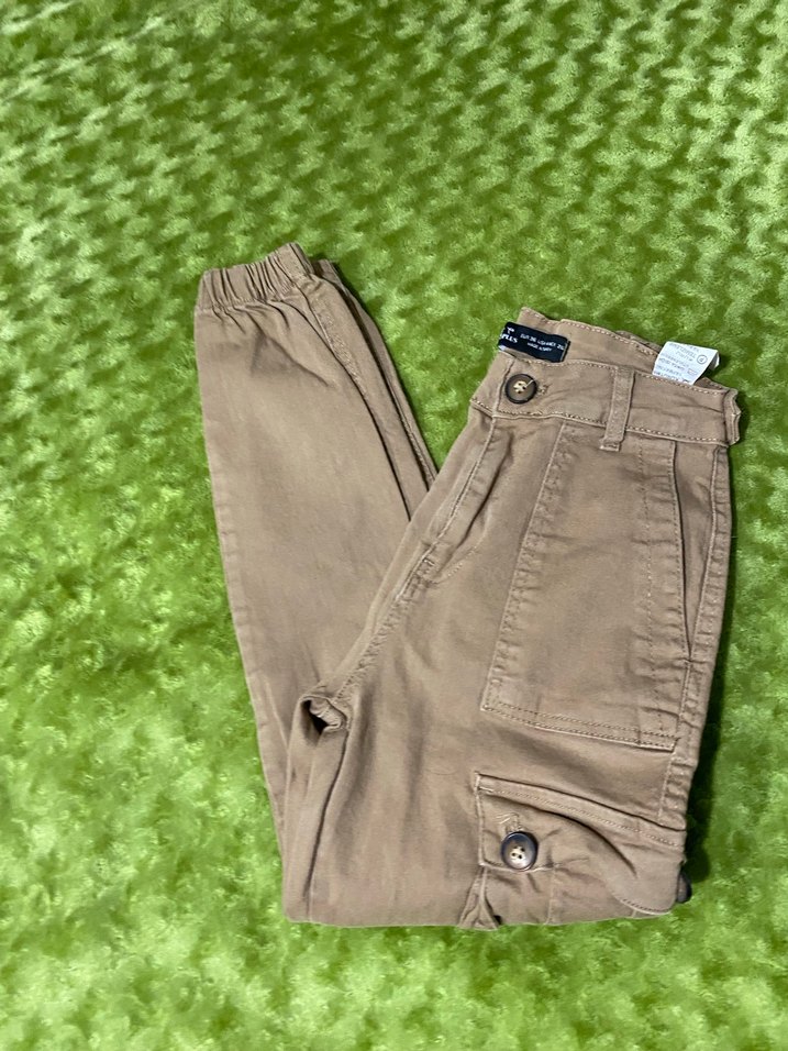 Bej Düğmeli Kız Çocuk Süet Pantolon - Görsel 5