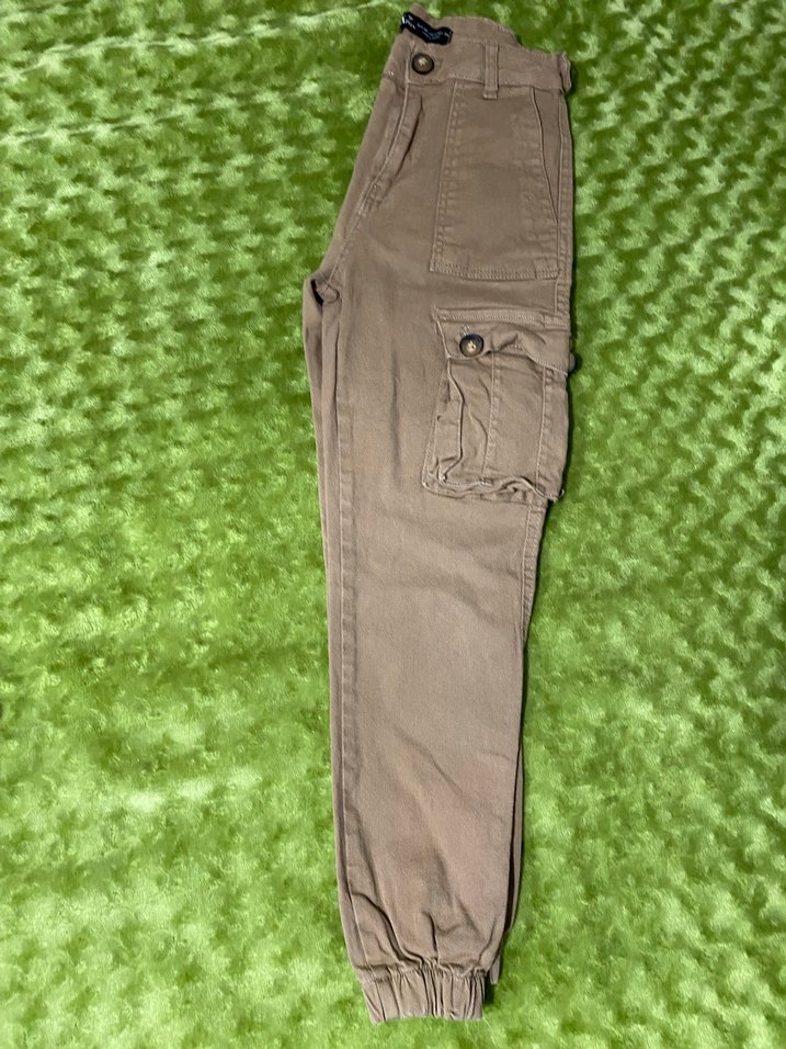 Bej Düğmeli Kız Çocuk Süet Pantolon - Görsel 2