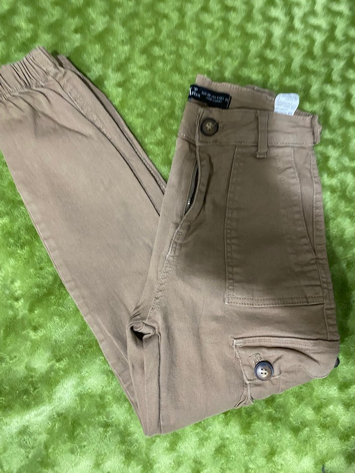 Bej Düğmeli Kız Çocuk Süet Pantolon - Görsel 3